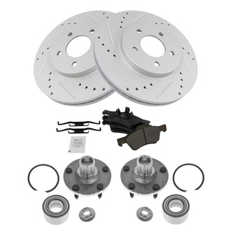 TRQ® - Performance Semi-Metallic Front Brake Kit with Hub Assemblies