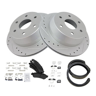 TRQ® - Performance Semi-Metallic Rear Brake Kit with Parking Brake Shoes