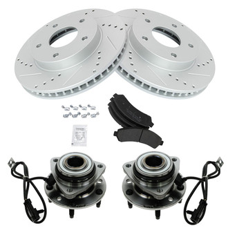 TRQ® - Performance Semi-Metallic Front Brake Kit with Hub Assemblies