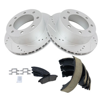 TRQ® - Performance Semi-Metallic Rear Brake Kit with Parking Brake Shoes