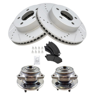 TRQ® - Performance Semi-Metallic Front Brake Kit with Hub Assemblies