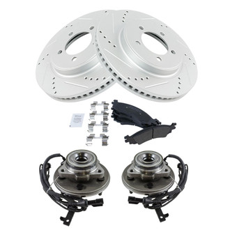 TRQ® - Performance Semi-Metallic Front Brake Kit with Hub Assemblies