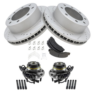 TRQ® - Performance Semi-Metallic Front Brake Kit with Hub Assemblies
