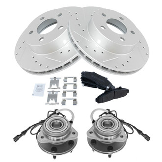 TRQ® - Performance Semi-Metallic Front Brake Kit with Hub Assemblies