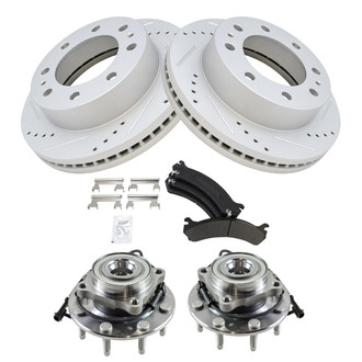 TRQ® - Performance Semi-Metallic Front Brake Kit with Hub Assemblies