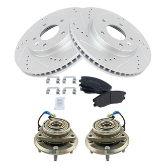 TRQ® - Performance Semi-Metallic Front Brake Kit with Hub Assemblies