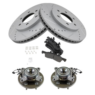 TRQ® - Performance Semi-Metallic Front Brake Kit with Hub Assemblies