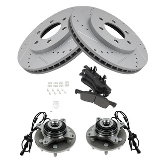 TRQ® - Performance Semi-Metallic Front Brake Kit with Hub Assemblies