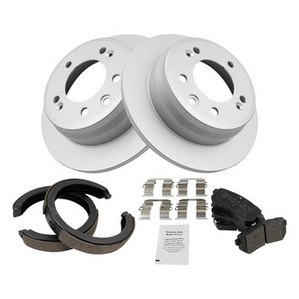 TRQ® - Performance Semi-Metallic Rear Brake Kit with Parking Brake Shoes