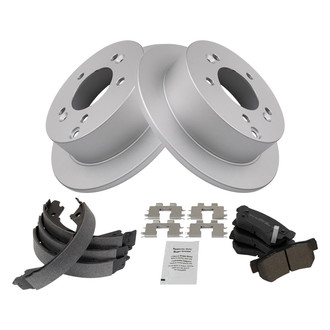 TRQ® - Performance Semi-Metallic Rear Brake Kit with Parking Brake Shoes
