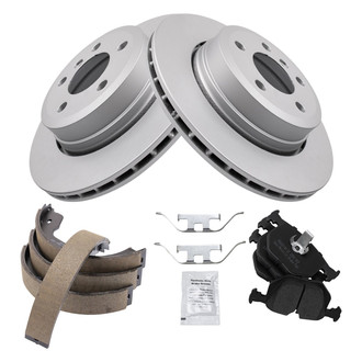 TRQ® - Performance Semi-Metallic Rear Brake Kit with Parking Brake Shoes