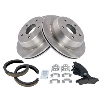 TRQ® - Performance Semi-Metallic Rear Brake Kit with Parking Brake Shoes