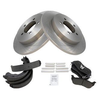 TRQ® - Performance Semi-Metallic Rear Brake Kit with Parking Brake Shoes