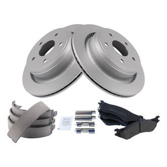 TRQ® - Performance Semi-Metallic Rear Brake Kit with Parking Brake Shoes