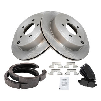 TRQ® - Performance Semi-Metallic Rear Brake Kit with Parking Brake Shoes