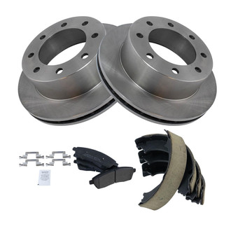 TRQ® - Performance Semi-Metallic Rear Brake Kit with Parking Brake Shoes