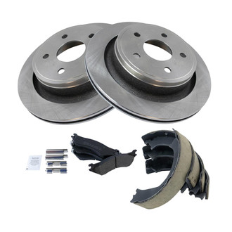 TRQ® - Performance Semi-Metallic Rear Brake Kit with Parking Brake Shoes