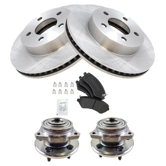 TRQ® - Performance Semi-Metallic Front Brake Kit with Hub Assemblies