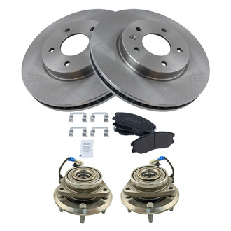 TRQ® - Performance Semi-Metallic Front Brake Kit with Hub Assemblies