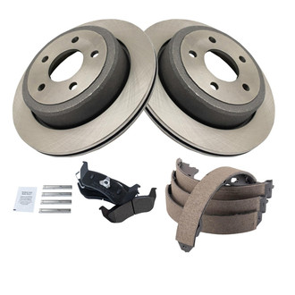 TRQ® - Performance Semi-Metallic Rear Brake Kit with Parking Brake Shoes