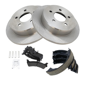 TRQ® - Performance Semi-Metallic Rear Brake Kit with Parking Brake Shoes