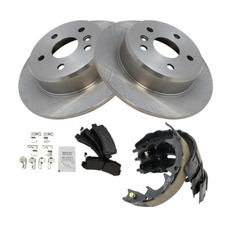 TRQ® - Performance Semi-Metallic Rear Brake Kit with Parking Brake Shoes