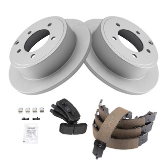 TRQ® - Rear Disc Brake Kit with Semi-Metallic Pads and Shoes