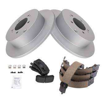 TRQ® - Performance Semi-Metallic Rear Brake Kit with Parking Brake Shoes