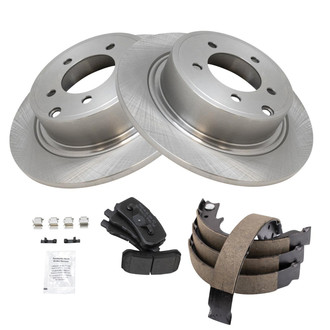 TRQ® - Performance Semi-Metallic Rear Brake Kit with Parking Brake Shoes