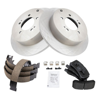 TRQ® - Performance Semi-Metallic Rear Brake Kit with Parking Brake Shoes