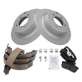 TRQ® - Performance Semi-Metallic Rear Brake Kit with Parking Brake Shoes