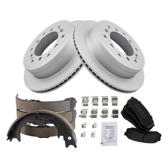 TRQ® - Performance Semi-Metallic Rear Brake Kit with Parking Brake Shoes