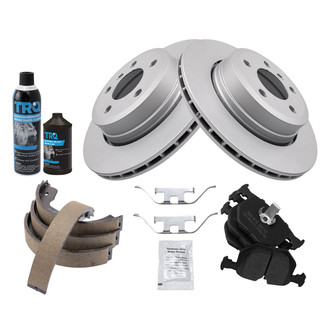 TRQ® - Rear Disc Brake Kit with Semi-Metallic Pads and Shoes