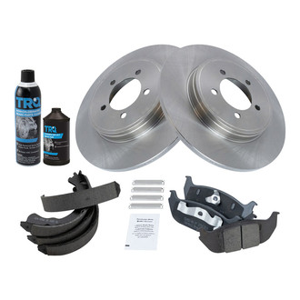 TRQ® - Rear Disc Brake Kit with Ceramic Pads and Shoes