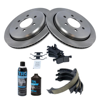 TRQ® - Rear Disc Brake Kit with Semi-Metallic Pads and Shoes