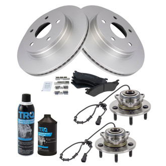 TRQ® - Front Disc Brake Kit with Semi-Metallic Pads and Hub Assemblies