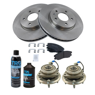 TRQ® - Front Disc Brake Kit with Semi-Metallic Pads and Hub Assemblies