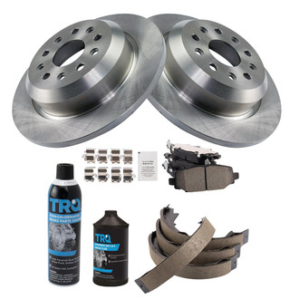 TRQ® - Rear Disc Brake Kit with Ceramic Pads and Shoes