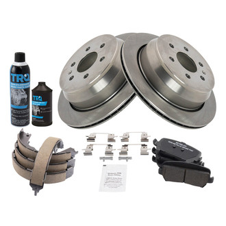 TRQ® - Rear Disc Brake Kit with Semi-Metallic Pads and Shoes