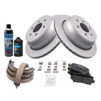 TRQ® - Rear Disc Brake Kit with Semi-Metallic Pads and Shoes