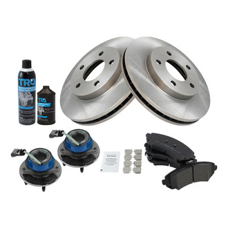 TRQ® - Front Disc Brake Kit with Semi-Metallic Pads and Hub Assemblies
