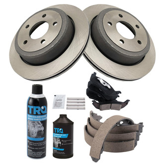 TRQ® - Rear Disc Brake Kit with Ceramic Pads and Shoes