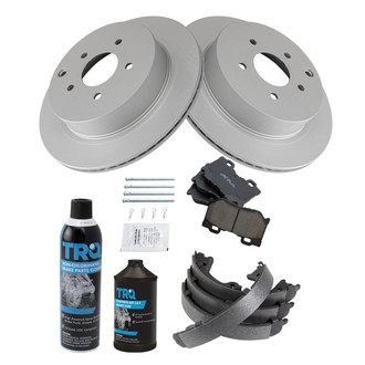 TRQ® - Rear Disc Brake Kit with Ceramic Pads and Shoes