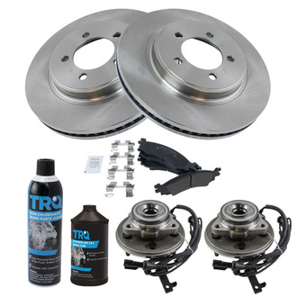 TRQ® - Front Disc Brake Kit with Semi-Metallic Pads and Hub Assemblies