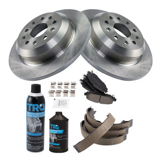 TRQ® - Rear Disc Brake Kit with Ceramic Pads and Shoes