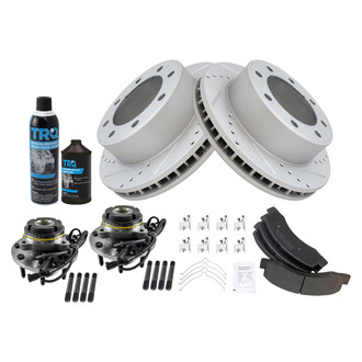 TRQ® - Front Disc Brake Kit with Semi-Metallic Pads and Hub Assemblies