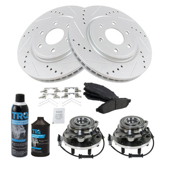 TRQ® - Front Disc Brake Kit with Semi-Metallic Pads and Hub Assemblies