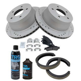 TRQ® - Rear Disc Brake Kit with Semi-Metallic Pads and Shoes