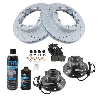 TRQ® - Front Disc Brake Kit with Semi-Metallic Pads and Hub Assemblies