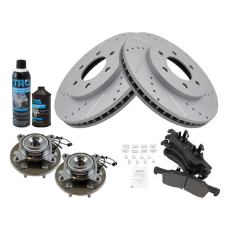 TRQ® - Front Disc Brake Kit with Semi-Metallic Pads and Hub Assemblies